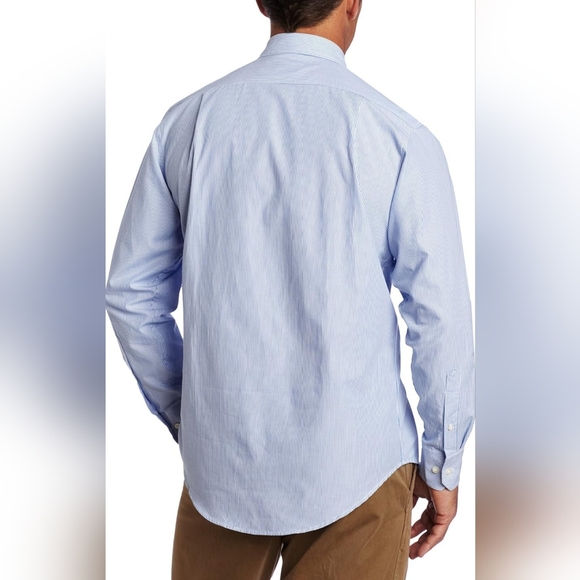 Izod men's blue and white pinstripe shirt. Size large. - Picture 4 of 5